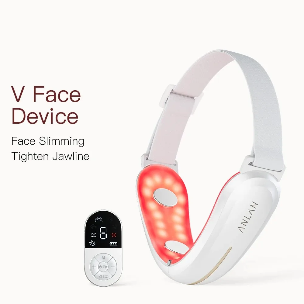 ANLAN V-Face Lifting Beauty Device – EMS Facial Slimming Machine with Red/Blue Light Therapy & Warm Massage for Double Chin Reduction