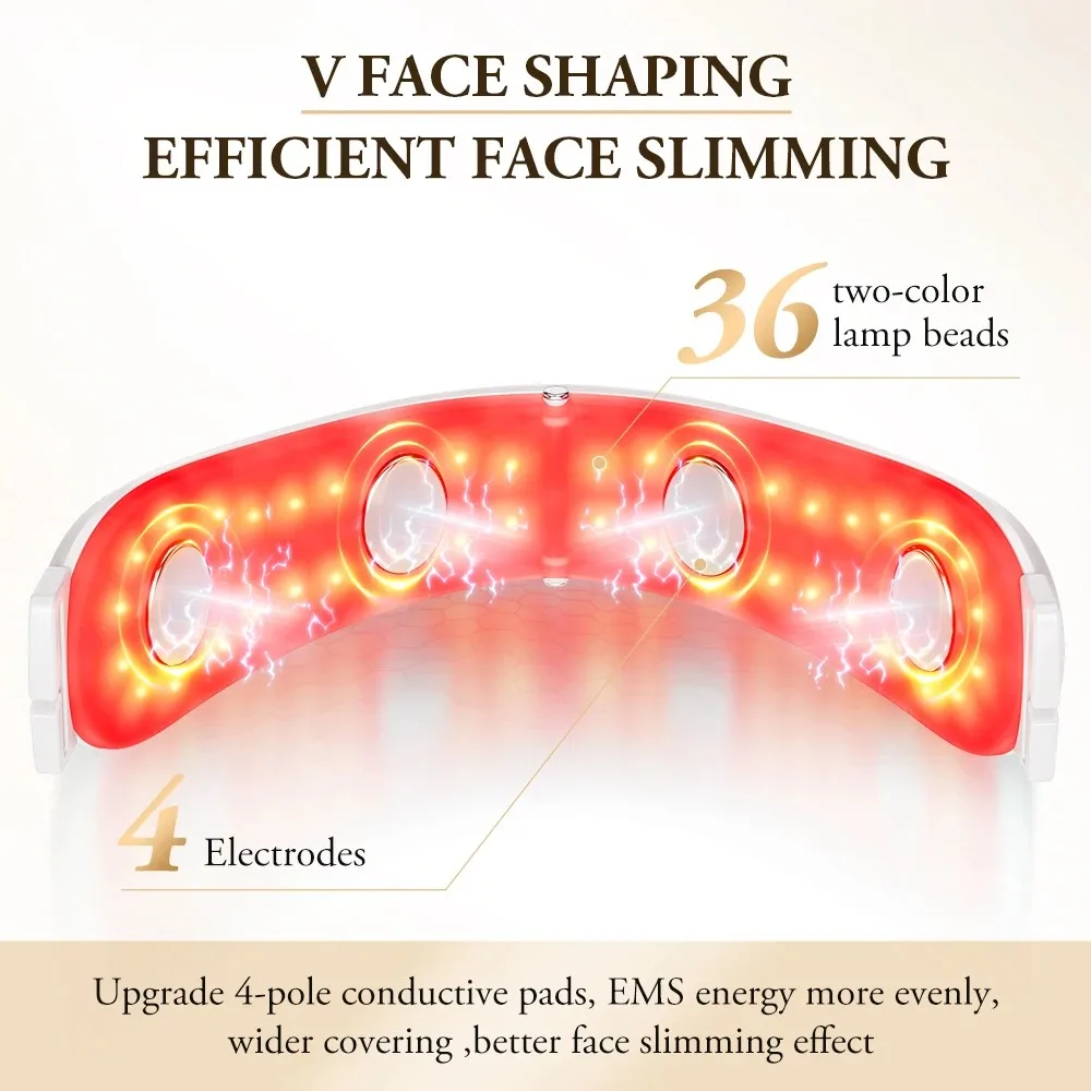 ANLAN V-Face Lifting Beauty Device – EMS Facial Slimming Machine with Red/Blue Light Therapy & Warm Massage for Double Chin Reduction - Image 3