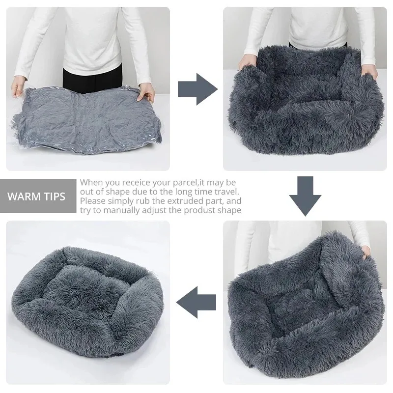 Rectangle Plush Dog Bed – Warm Winter Mat for Small, Medium & Large Pets - Image 5