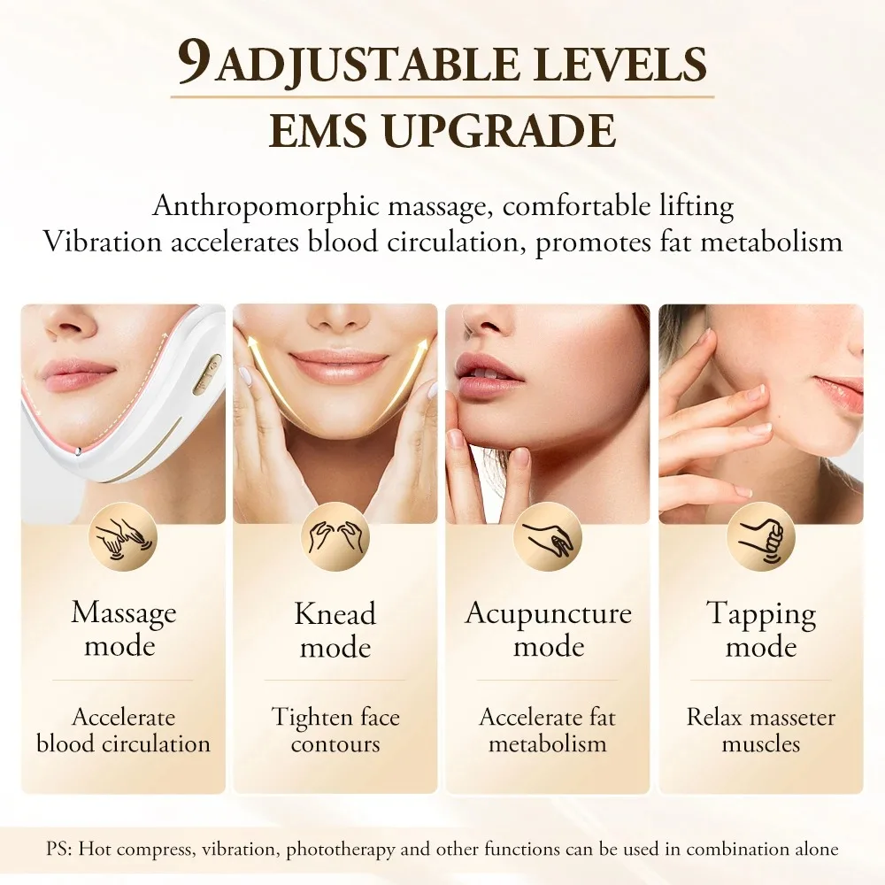 ANLAN V-Face Lifting Beauty Device – EMS Facial Slimming Machine with Red/Blue Light Therapy & Warm Massage for Double Chin Reduction - Image 4