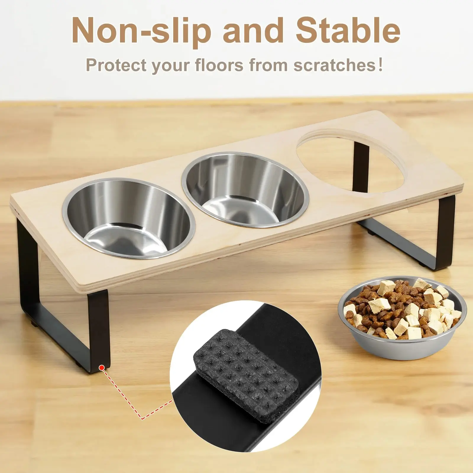 Elevated Cat Feeder – 15° Tilt, 3 Steel Bowls - Image 6