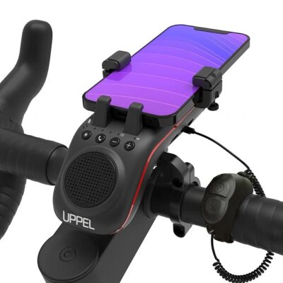 UPPEL 10-in-1 Bike Light – 5000mAh Rechargeable Front Lamp with Phone Holder, Bluetooth Speaker, Cycling Bell & Multi-Function Accessories