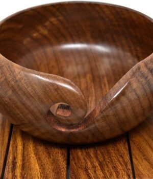 Ajuny Wooden Yarn Bowl – Crochet & Knitting Holder