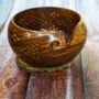Ajuny Large Wooden Yarn Bowl – Handcrafted Spiral Yarn Dispenser with Carved Holes, Knitting & Crochet Storage Bowl, Elegant Gift for Women