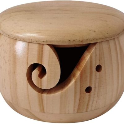 POHOVE Handmade Wooden Yarn Bowl – Smooth Yarn Holder for Knitting & Crochet, Skein Storage Organizer for DIY Knitting Accessories