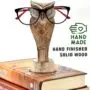 KSJONE Handmade Wooden Owl Eyeglasses Holder – Unique Spectacle Stand Desk Organizer, Gift for Women & Men, Home & Office Decor