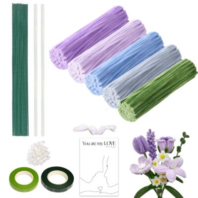 Colored Pipe Cleaners for Crafts – Flexible DIY Flower Set, Creative Craft Kit Gift
